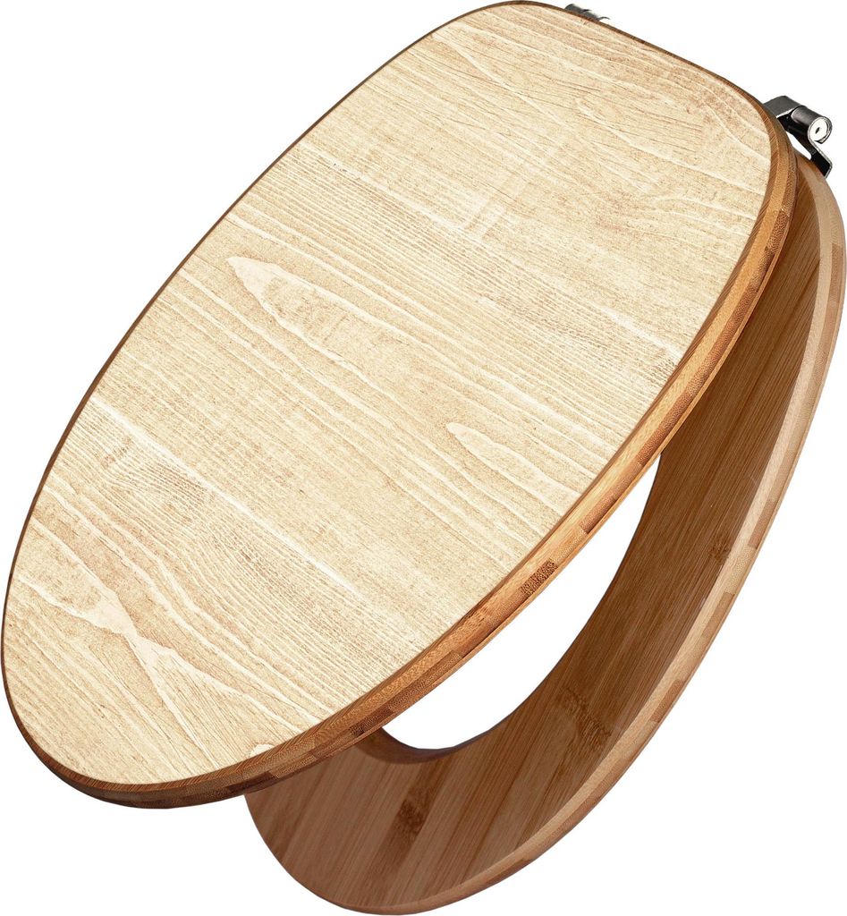 banjado Design WC Sitz Bambus 44x38x5cm - Bretter - Toilettendeckel/Toilettensitz Bambus - hochwertiger Bambus Klodeckel/WC-Sitz mit Universal Scha...