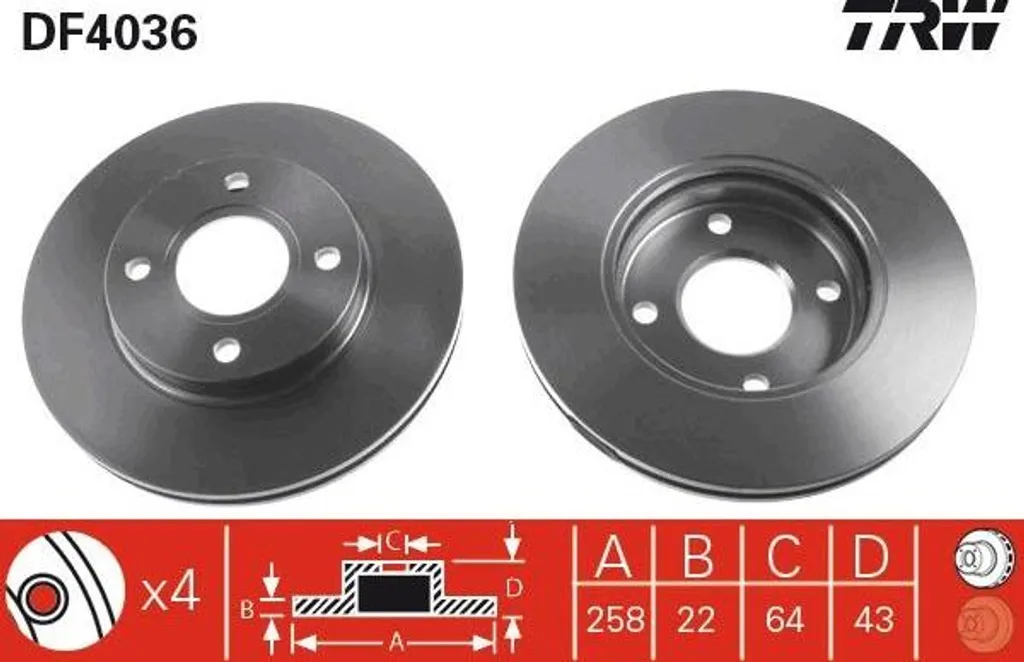 Disque de frein pour Ford et Mazda idéal pour trajet urbain TRW DF4036