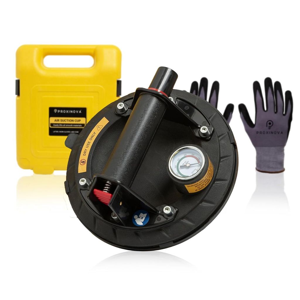 Proxinova Saugnäpfe, Sicherheitsmanometer, Glassauger, Hochleistungsvakuum, Saugpads, 8 Zoll, für Fliesen, Marmor und Fenster, Tragkraft 100 kg