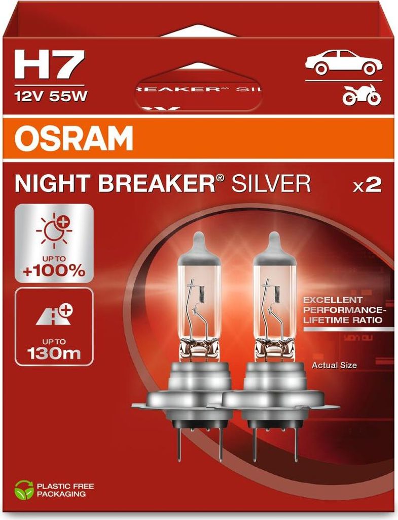 2x OSRAM H7 Glühlampen Fernlicht 12V 55W PX26d 64210NBS-2HB Produktbild 