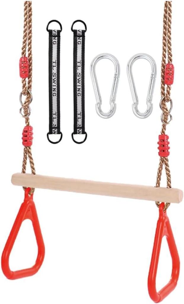 Trapezeschekel aus Holz, mit Gymnastikringen, verstellbar, Produktbild 