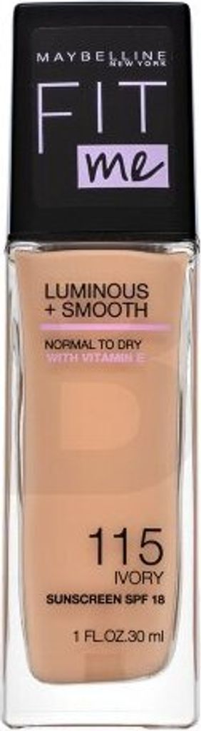 Maybelline Fit Me! Luminous + Smooth Foundation Flüssiges Make Up für eine einheitliche und aufgehellte Gesichtshaut 115 Ivory 30 ml