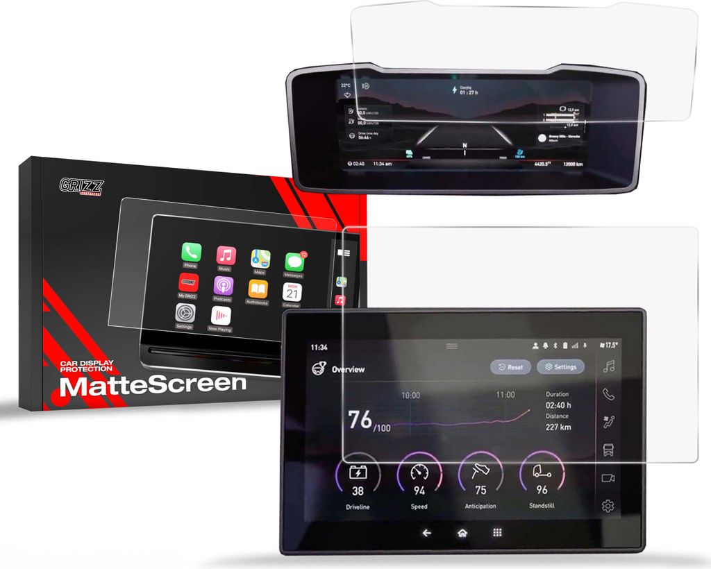 Matte Autodisplayfolie 2in1 für Renault K Evolution, Grizz Protector