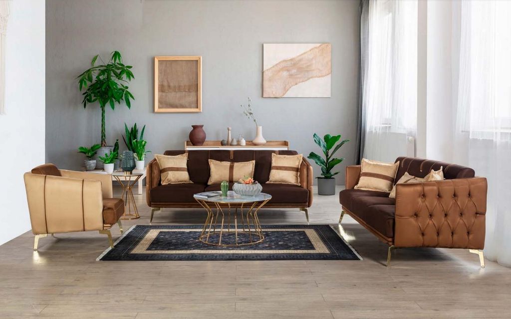 Sofagarnitur Sofa Garnitur Sofas 3+3+1 Sitzer Sessel Chesterfield Dreisitzer Neu