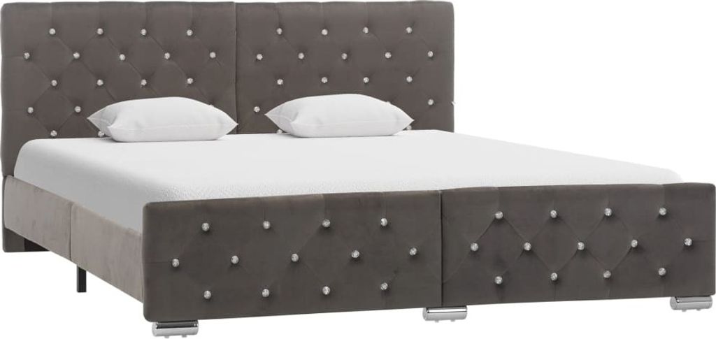 vidaXL Bettgestell Grau Samt 160x200 cm - Bettgestell - Bettgestelle - Bettrahmen - Bett