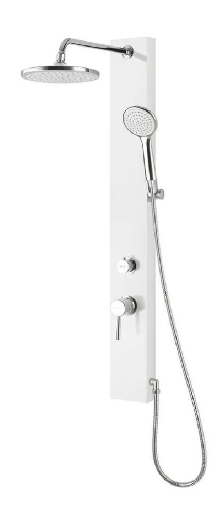 Douche design blanche Aqualine Figa SL230 de 105 cm avec mitigeur réglable