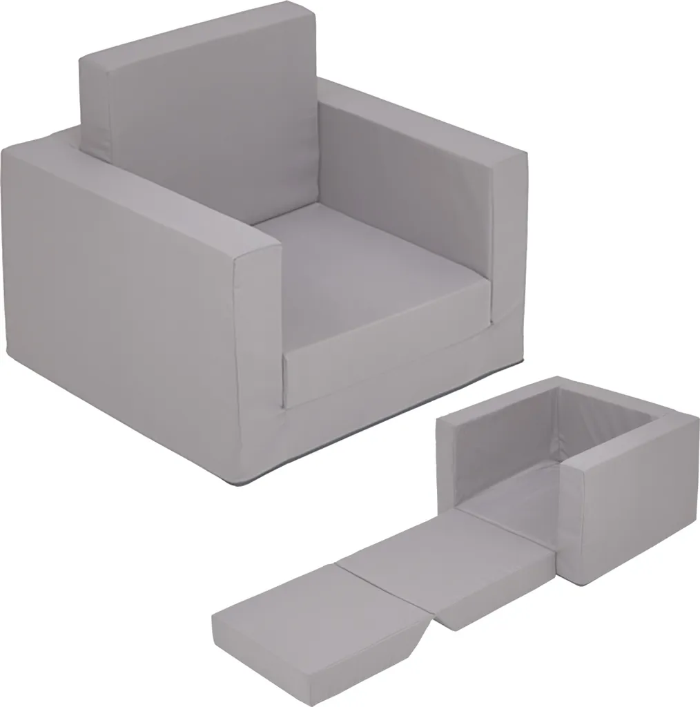 Fauteuil enfant gris dépliable 120 cm - Siège en mousse léger et souple