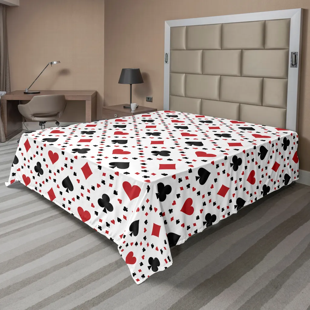 Drap Plat Casino Anti-Plis et Doux pour Lit Décoratif 244 cm x 205 cm
