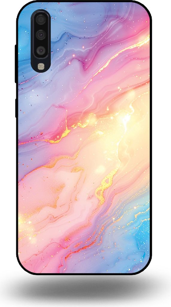 Smartphonica Telefon Fall geeignet für Samsung Galaxy A70 mit Regenbogen Glitter Marble Print - TPU Backcover Fall Regenbogen Glitter Marble Design