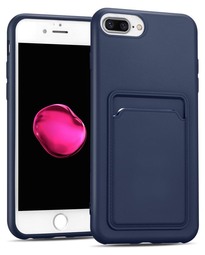 Handyhülle für Apple iPhone 7 Plus / 8 Plus Hülle Silikon Schutzhülle mit Kartenfach Slim Wallet Case, Blau