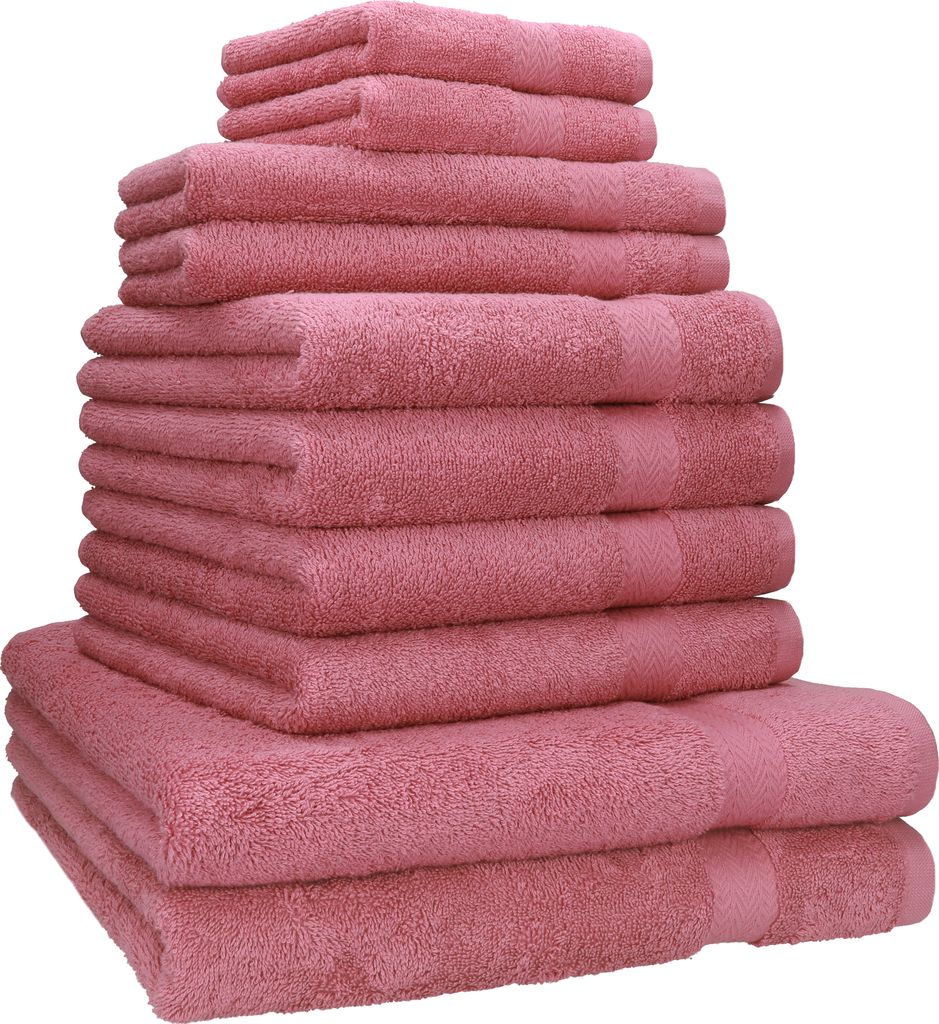 Betz 10-tlg. Handtuch-Set PREMIUM CLASSIC 2 Duschtücher 4 Handtücher 2 Gästetücher 2 Seiftücher Farbe: altrosa