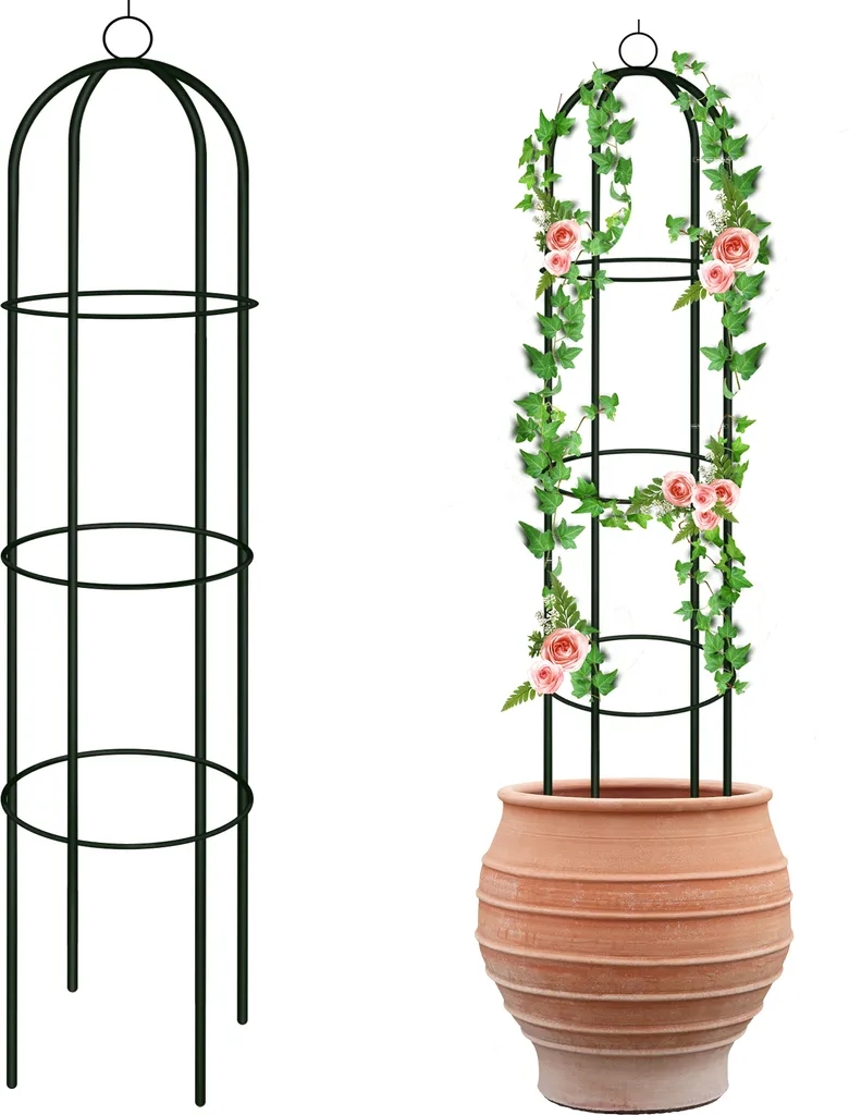 Treillis de Jardin en Métal Noir 190cm Aide à l'Escalade pour Roses