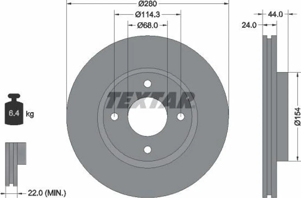 Disque de frein Textar 92269203 OE 40206EM10A pour Nissan Tiida et Cube