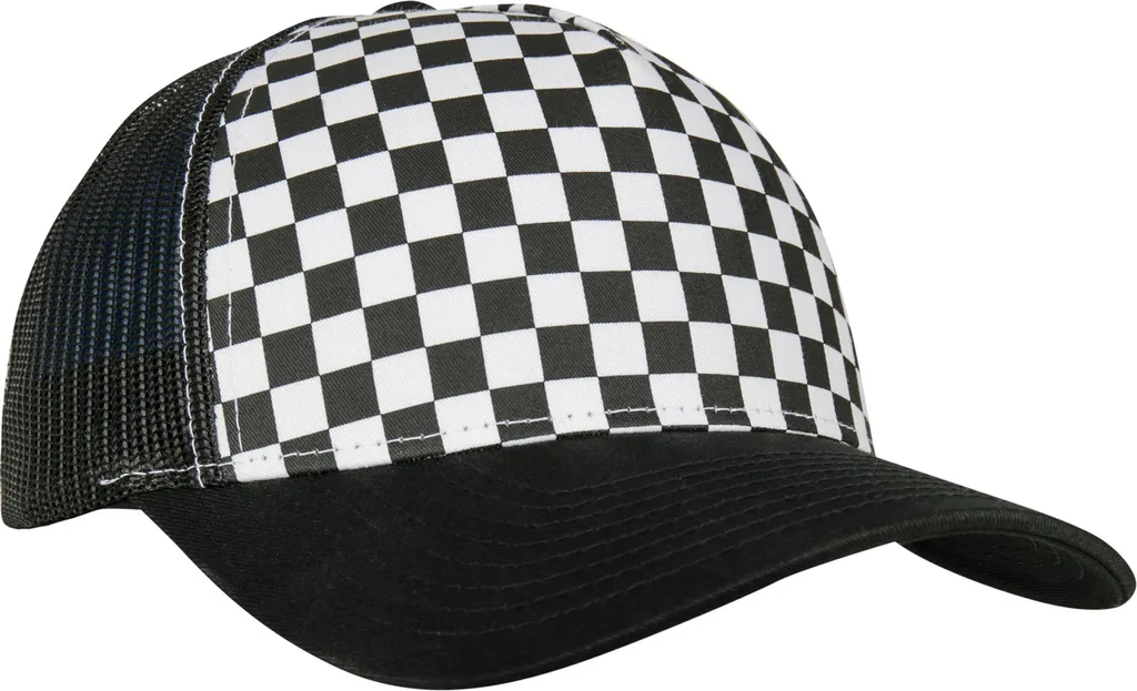Flexfit 6506CB Cappello Trucker Scacchi Nero Bianco Snapback - 5
