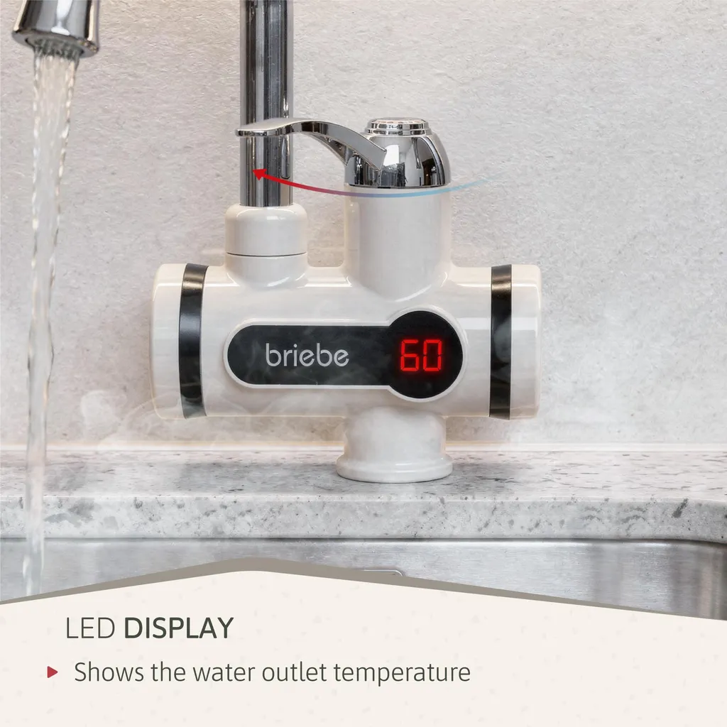 Solution eau chaude immédiate Briebe IH1201 Robinet électrique blanc