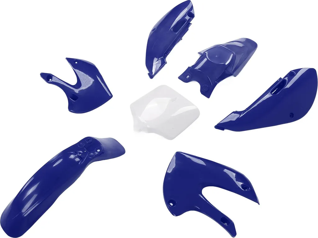 Kit carrosserie moto cross bleu 7 éléments pour modèles KLX110 KX65