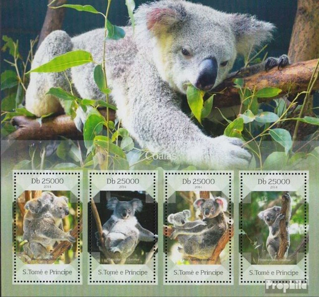 Briefmarken Sao Tome e Principe 2014 Mi 5714-5717 Kleinbogen (kompl. Ausgabe) postfrisch Koalas