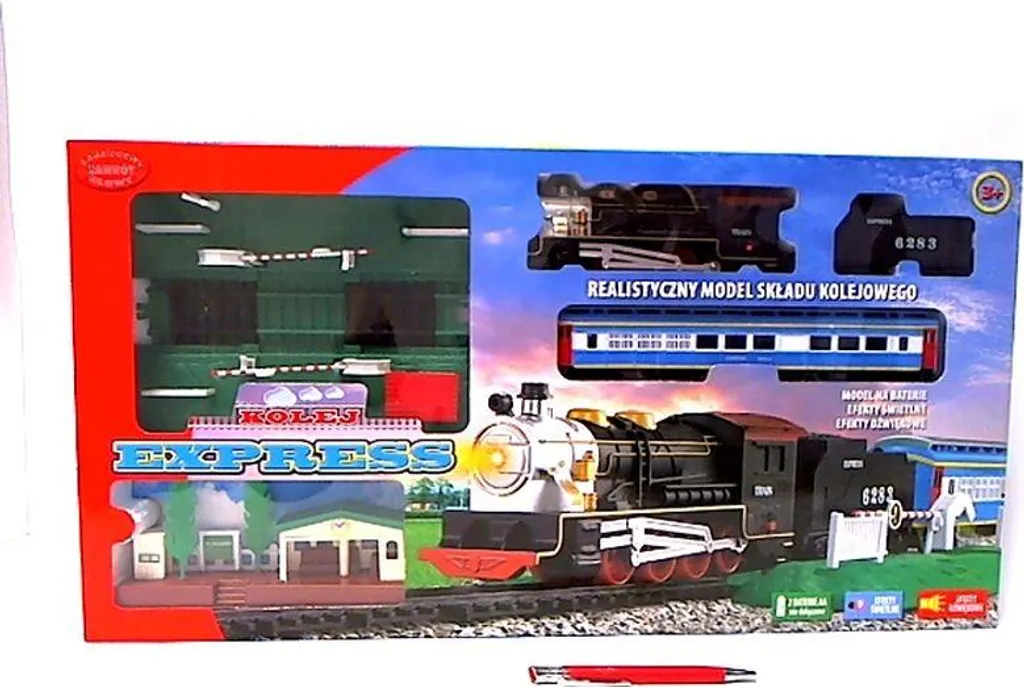 Train miniature à piles sécurisé pour enfant avec rails et barrières