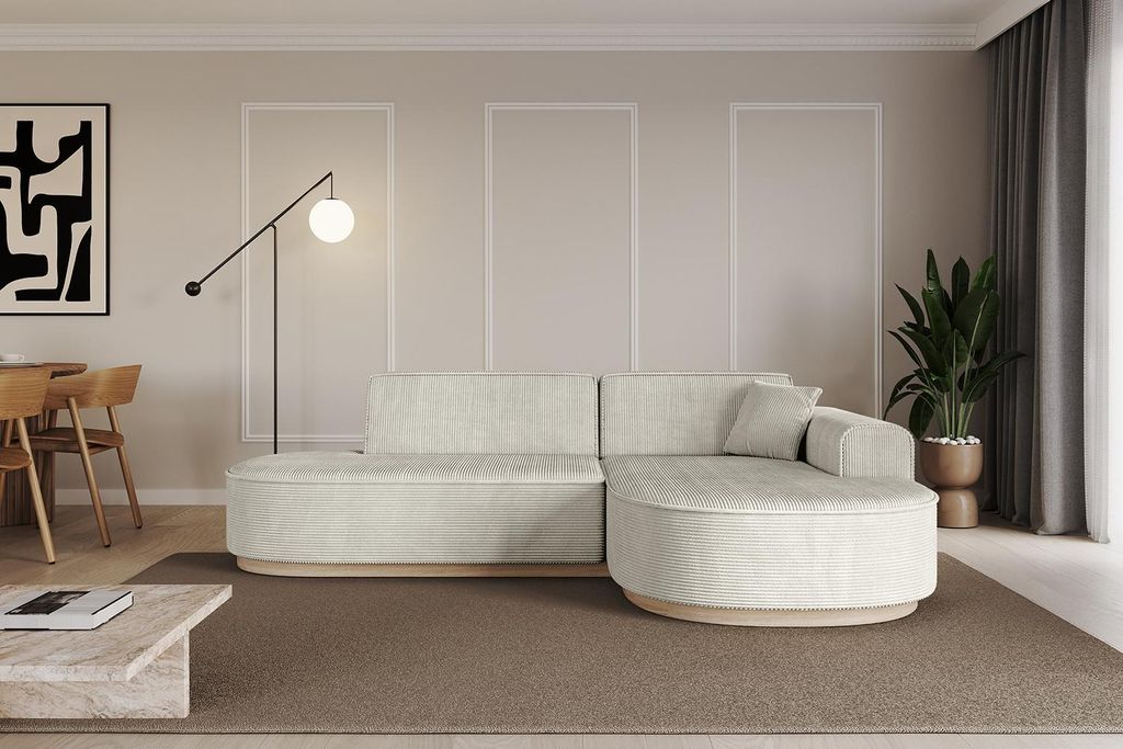 ALTDECOR Ecksofa in L-Form MARI-L1-v1 - 243x171x83 cm Cremeweiß - Corner Sofa Bett Eckcouch Couch Wohnlandschaft Cauchsofa