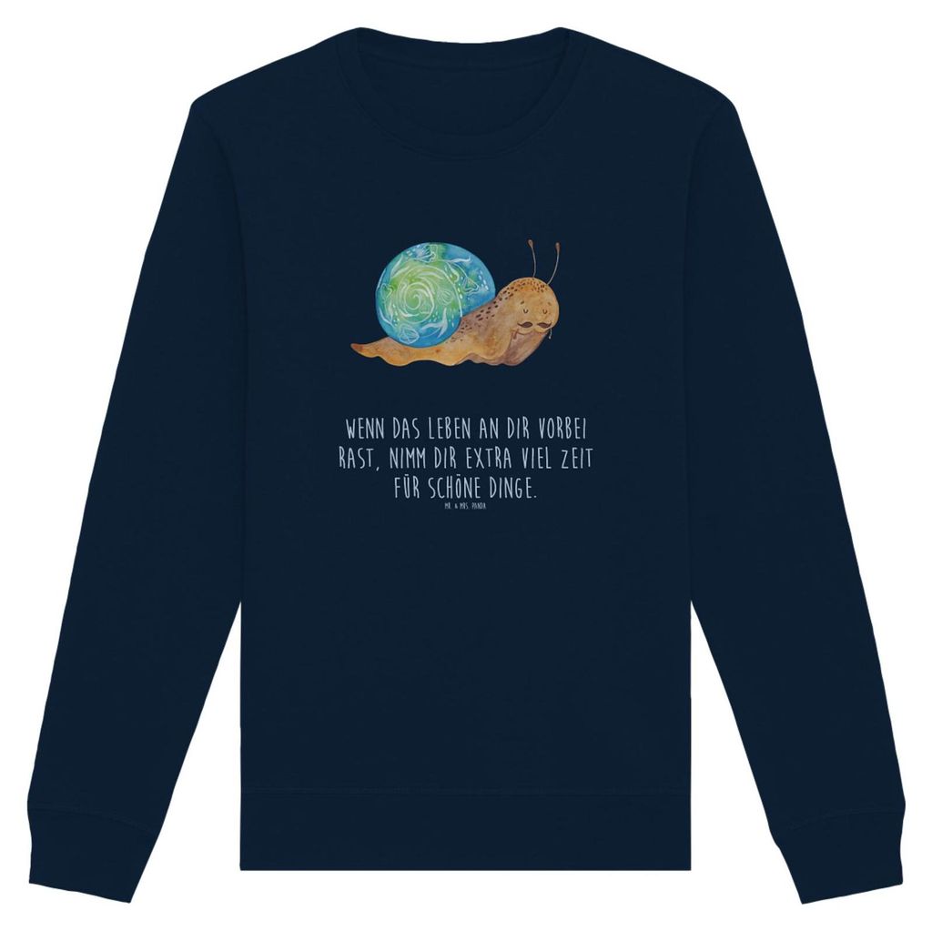 Mr. & Mrs. Panda Baumwoll Sweatshirt Schnecke Sir Größe L - French Navy - Geschenk, Lebenszeit, Lustige Sprüche, Motivation, Weisheit, Pulli, Sw...