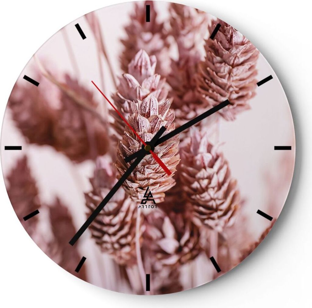 Wanduhr - Rund - Glasuhr - Getrocknet Blume Eco - 40x40cm - Schleichendes Uhrwerk - Lautlos - zum Aufhängen bereit - Dekoration Modern - Wanddekor...