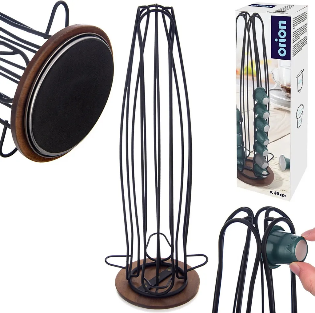 Présentoir de capsules de café rotatif noir Orion RADKA en métal