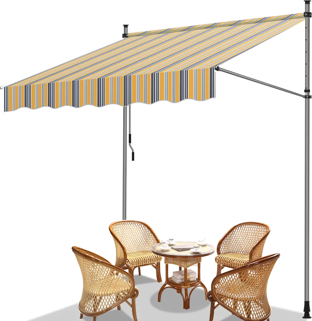 Montaggio Tenda Jayseuw 350cm | Tenda da Sole Impermeabile Giallo Blu