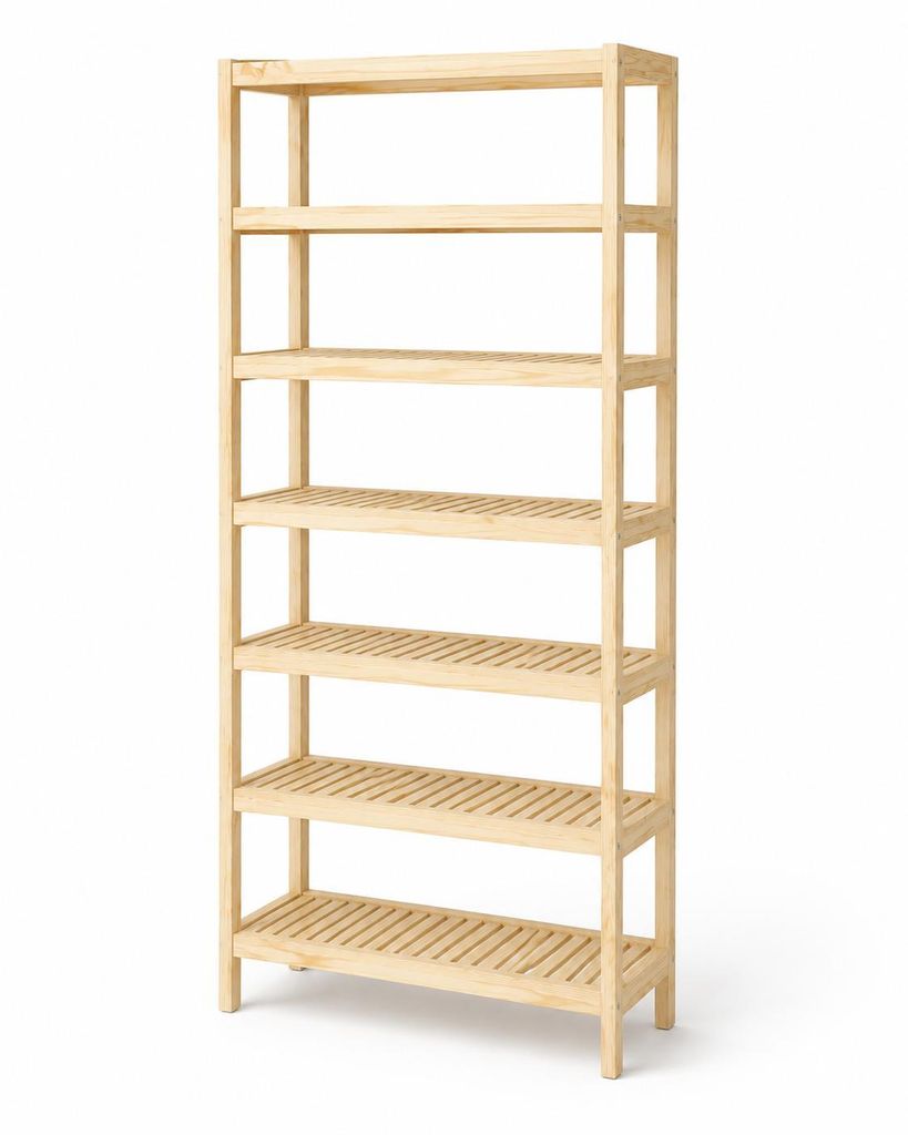 Scaffale in legno, 7 ripiani, 253x70x38 cm, in legno Immagine del prodotto 