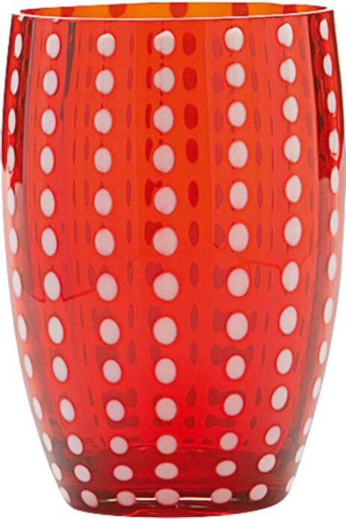 Zafferano Perle Rotes Glas - mundgeblasenes farbiges Glas, 32 cl, handgefertigt - Set mit 2 handgefertigten Bechern für Wasser oder Cocktails