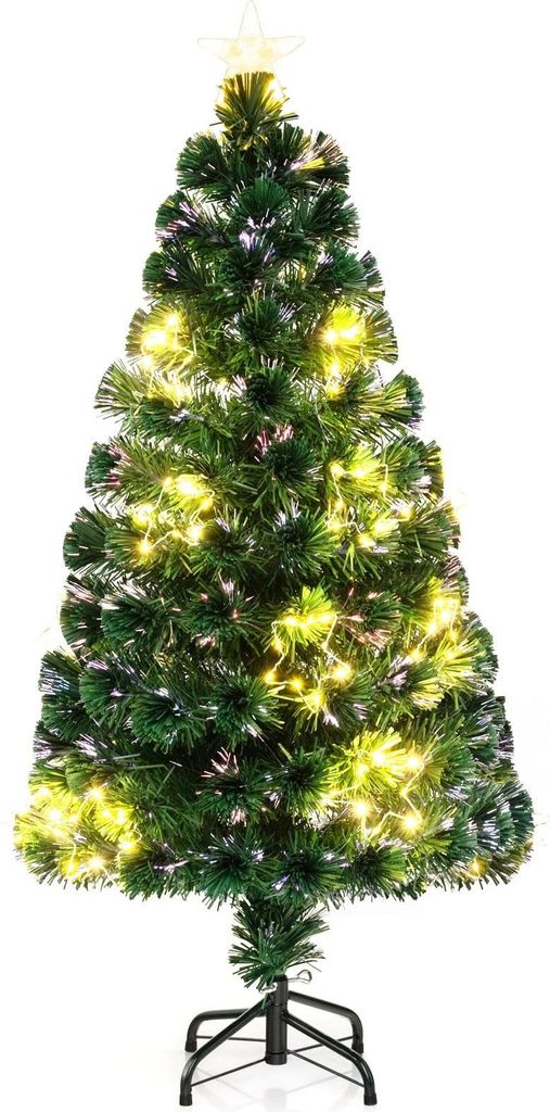 120 cm hoher Glasfaser-Weihnachtsbaum mit Lichterkette, PVC-Ständer, stabiler Sockel