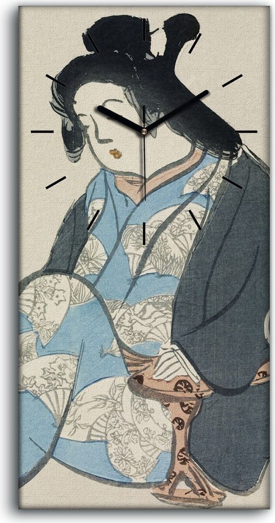 Küchenuhr Bürouhr Leinwand Uhr 30x60 Malerei Asiatischer Frauen Kimono Kunst - schwarze Hände