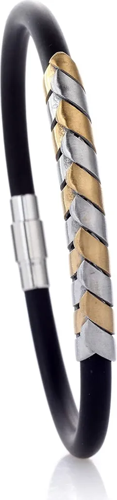 Bracciale Nero da Uomo in Acciaio e Oro Satinato - SB8985 21cm