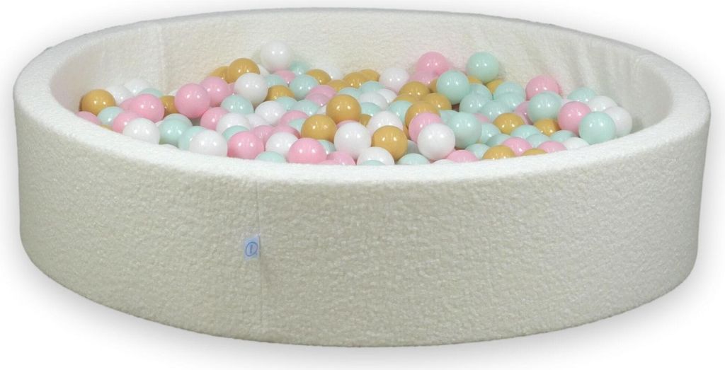 Dry Pool 130x30 Boucle White 600 Bälle: weiß, hellmint, hellrosa, beige