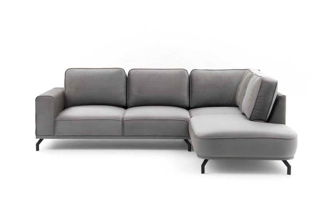 NEXT COLLECTION Ecksofa EDDY , Metallfüße, Velours-Stoff, lose Rückenkissen, keine Schlaffunktion, Rechts, Grau