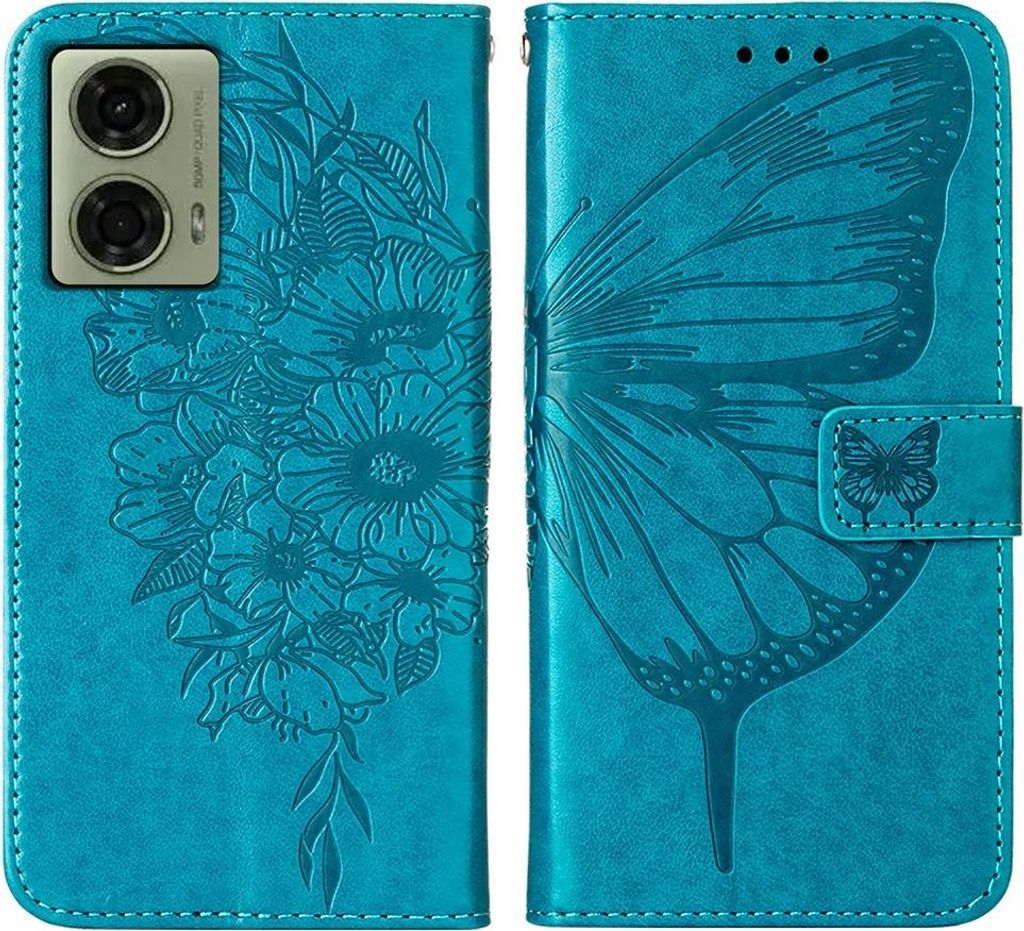 Motorola Moto G04(s) / G24 (Power) / E14 Hülle - Coverup Schmetterling Klapphülle - Blau
