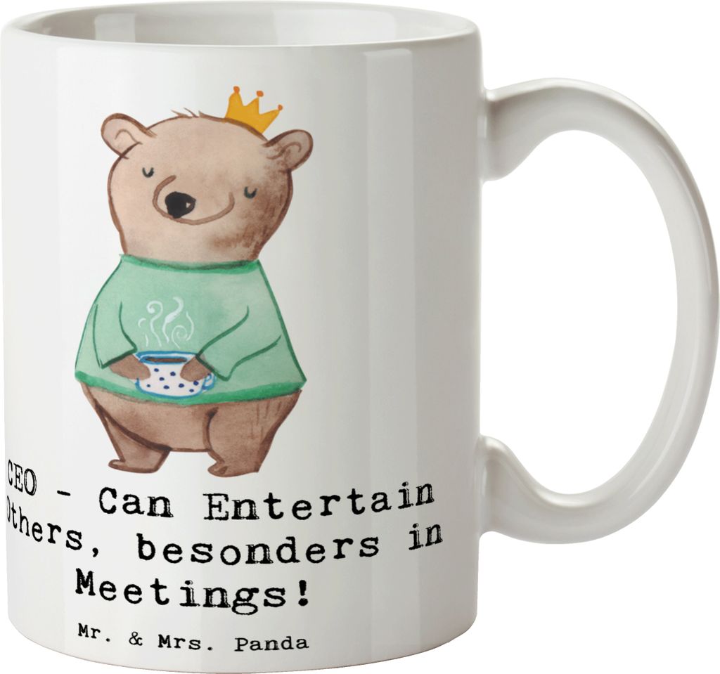 Mr. & Mrs. Panda Kaffeebecher CEO Unterhaltungskünstler - Weiß - Geschenk, Berufsgestaltung, Unternehmensführung, Becher, Kaffeetasse, Trinkbech...