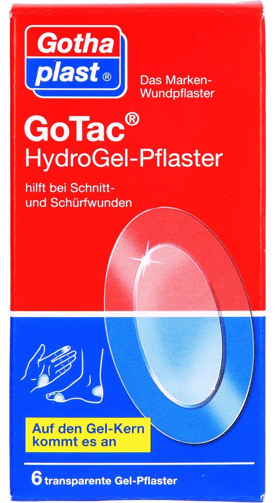 GoTac Hydro transparente Gel-Pflaster oval 7,4 cm x 4,5 cm, 6 St. Pflaster
