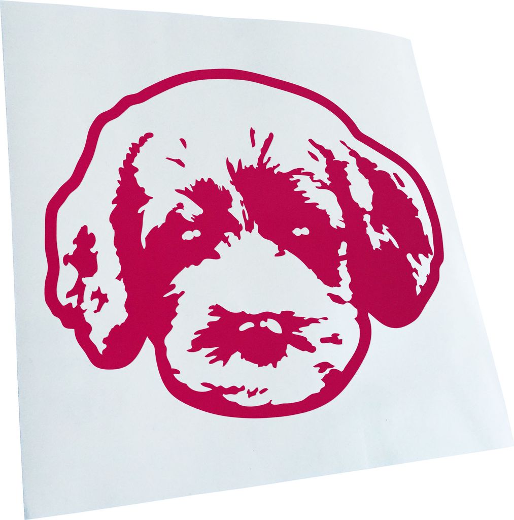 Kiwistar - Autoaufkleber - labradoodle Hund - Pink - 40x33cm - Aufkleber für Auto, Laptop, Fahrrad, LKW, Motorrad mehrfarbig JDM Decal Racing