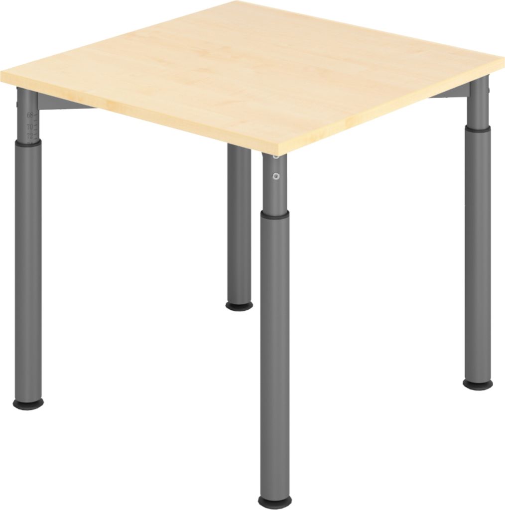 bümö Schreibtisch Serie-Y - Nachbildung Ahorn, Größe: 80 x 80 cm, Gestell: Graphit