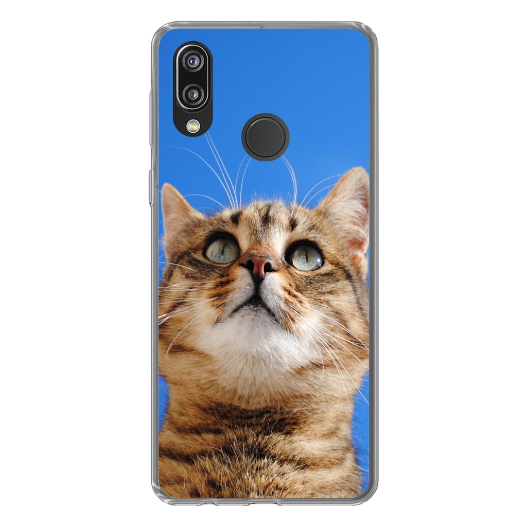 MuchoWow Handyhülle Schutzhülle Hülle für Huawei P20 Lite (2020) Katze - Braun - Luft - Mädchen - Jungen - Kinder Silikon Softcase Handy Hü...