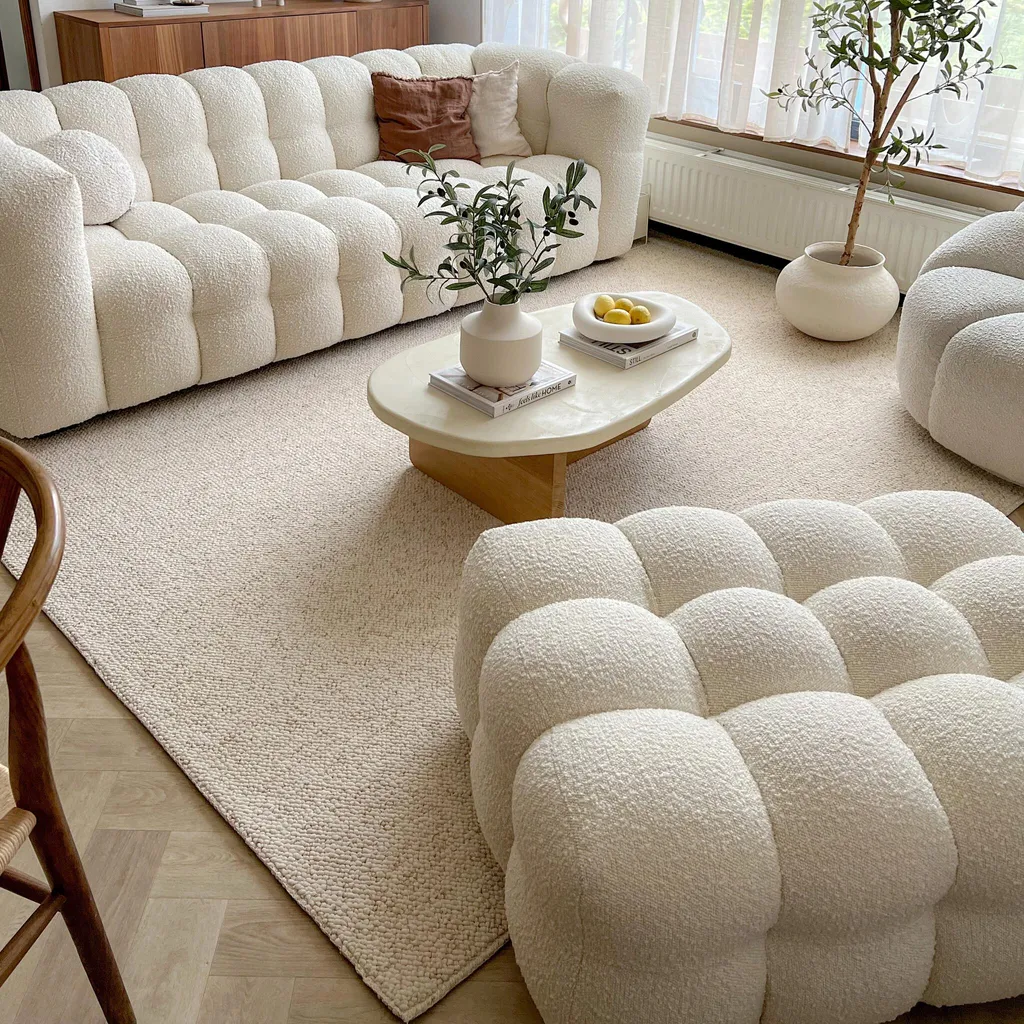 Tapis de couloir Volero Bruno Crème et Blanc - Design chic 120x170 cm