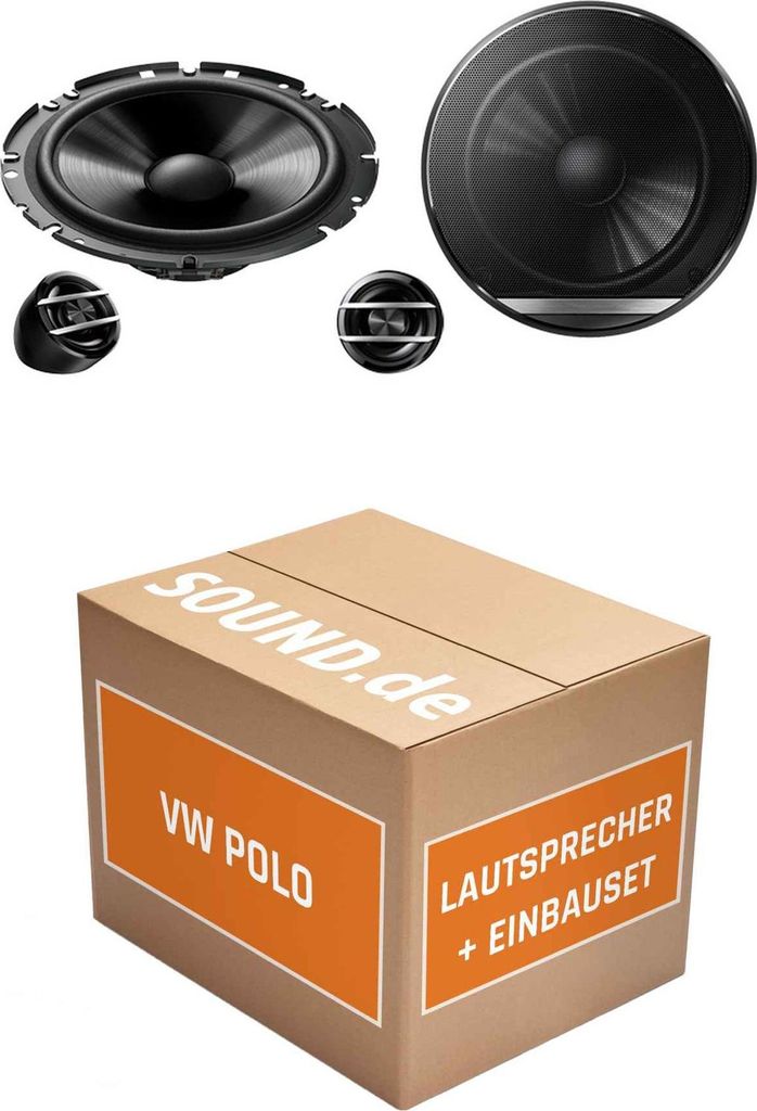 Lautsprecher Boxen Einbaupaket vorne Pioneer TS-G170C passend für VW Polo VI | 2x Tief-Mitteltöner 2x Hochtöner