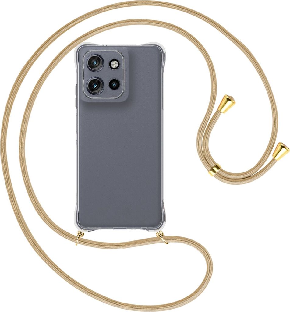 Handykette Backcover-Schutzhülle mit Band (Metall goldfarben) für Motorola Moto G Power 5G (2025) - caramel