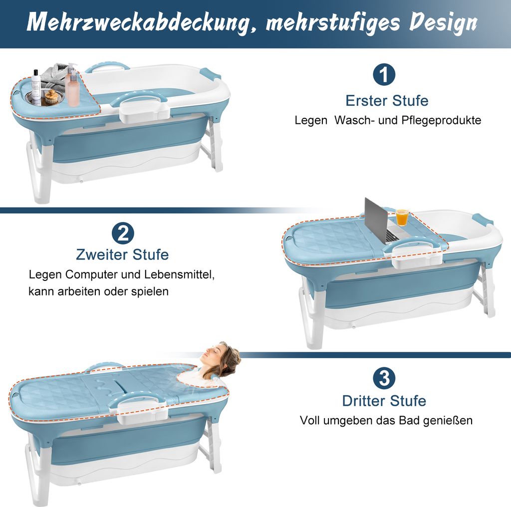 LZQ Faltbare Badewanne 118cm Tragbare Badewanne Produktbild 6