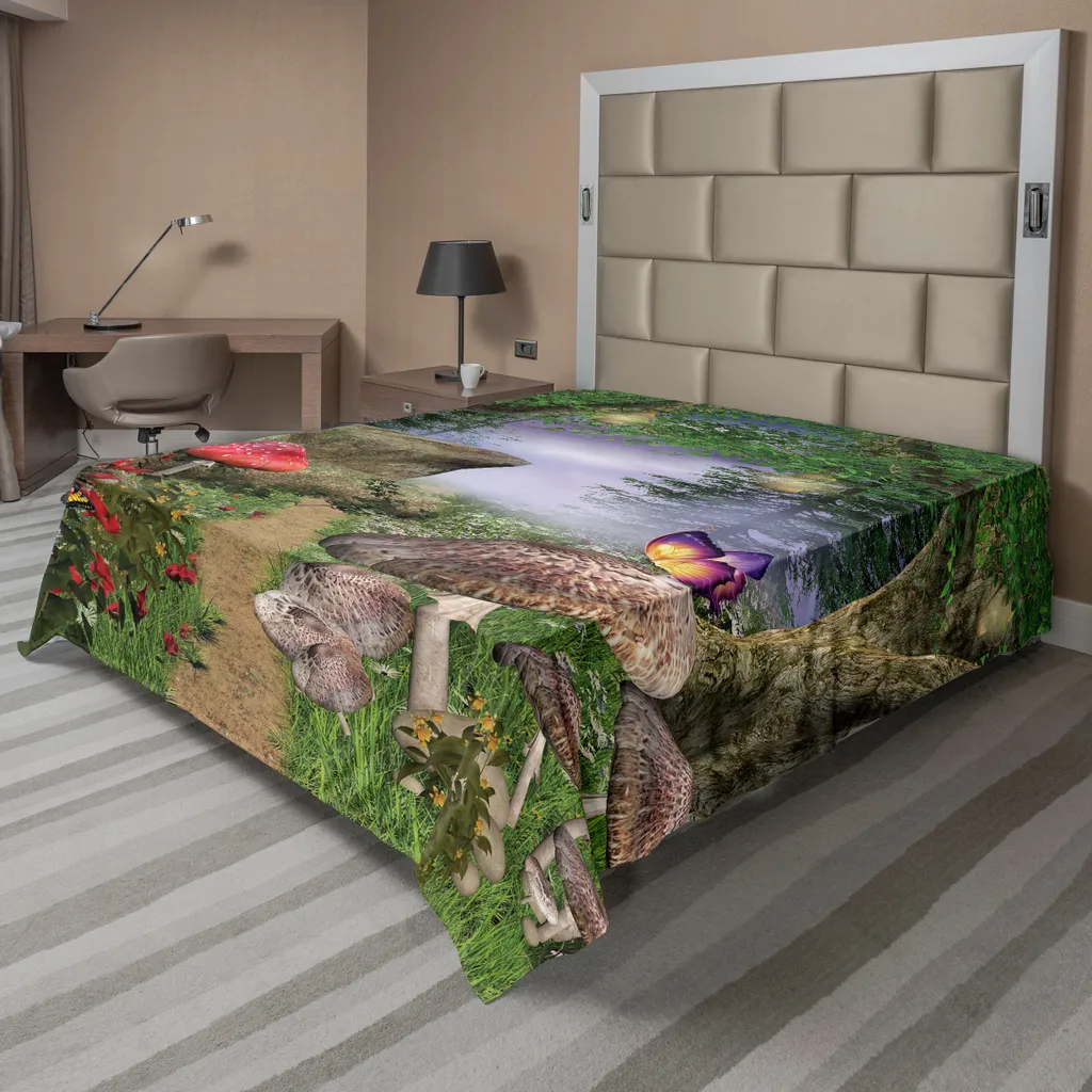 Drap plat ABAKUHAUS Champignon Enchanté 266x260 cm Vert et Rouge