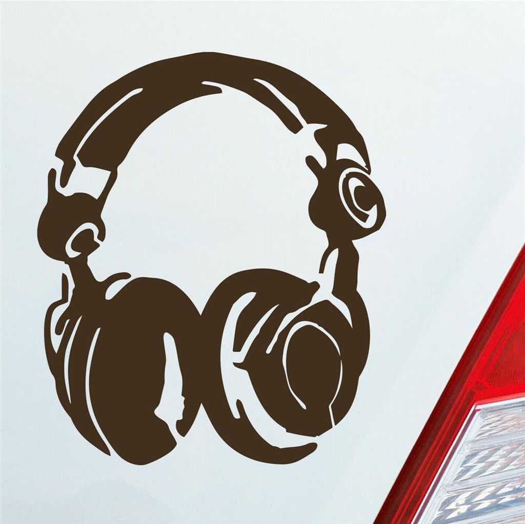 Auto Aufkleber DJ Kopfhörer Head Phones Music 10x12 cm Braun Sticker Heckscheibenaufkleber