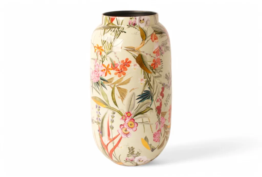WinQ Vase en métal motif floral Ø16cm H31cm pour décoration romantique - 3