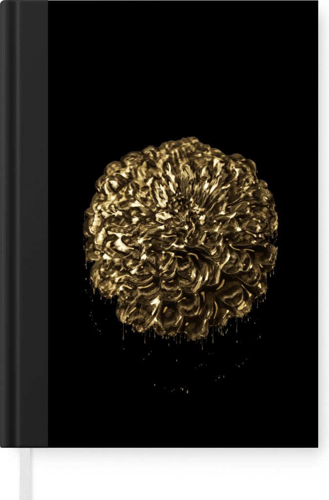 MuchoWow Notizbuch Tagebuch Haushaltsbuch Notebook A5 Blume - Schwarz - Blatt - Notizblock - Notizheft - Notebook - Schreibblock - Papier