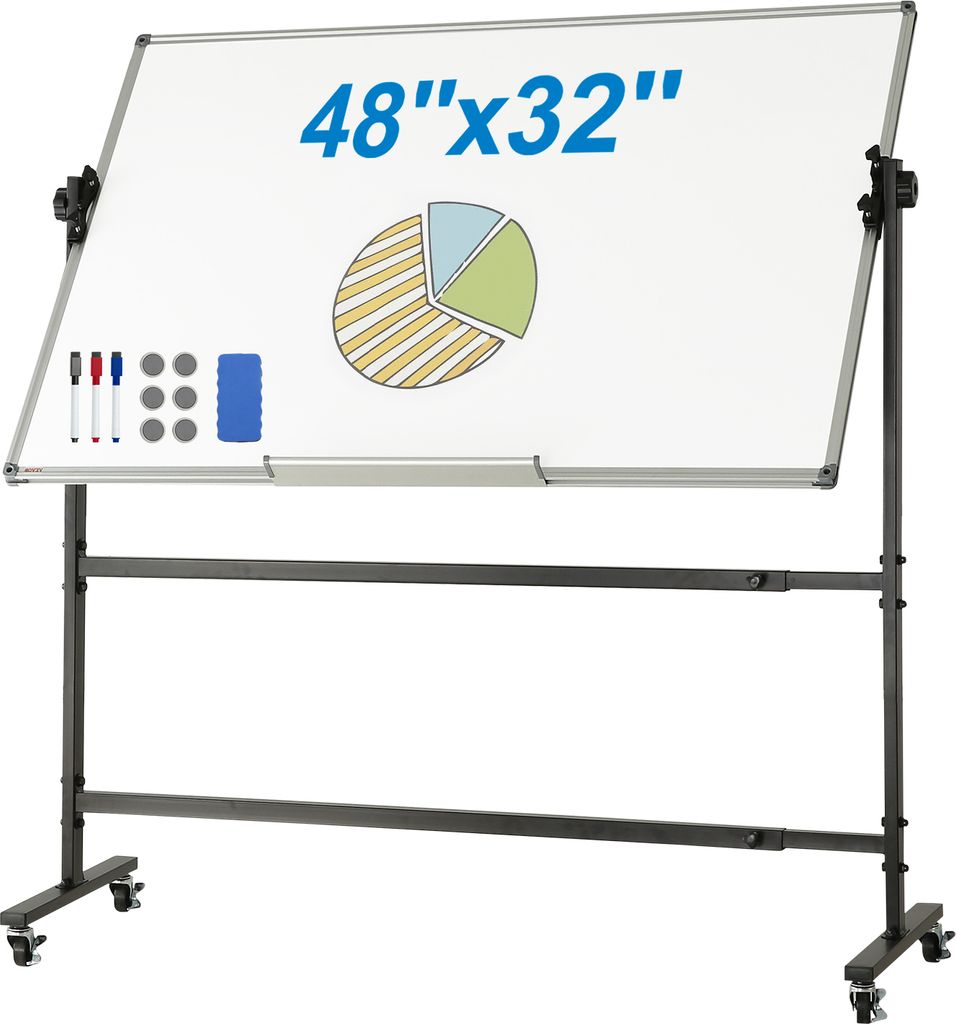 VEVOR Rollbares Whiteboard, 48 x 32 Zoll Doppelseitiges Produktbild 