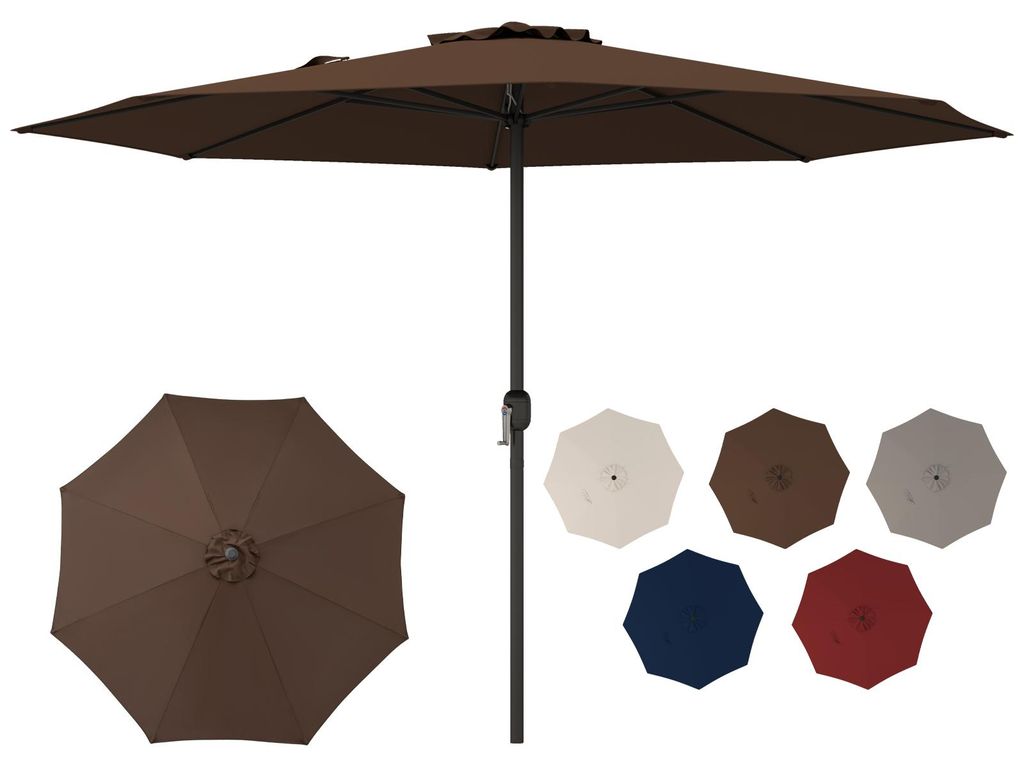 KOMFOTTEU φ360 cm Sonnenschirm mit Kurbel, Terrassenschirm mit belüftetem Schirmdach, Gartenschirm mit 8 Streben, Marktschirm für Strand, Garten...